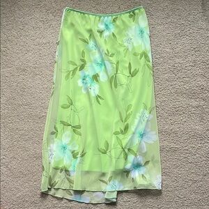 Vintage Floral Green Skirt